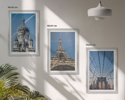 Conjunto de quadros para sala de estar Vistas de edifícios em cidades ao redor do mundo.