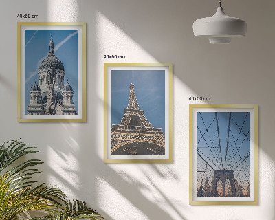 Conjunto de quadros para sala de estar Vistas de edifícios em cidades ao redor do mundo.