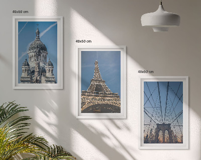Conjunto de quadros para sala de estar Vistas de edifícios em cidades ao redor do mundo.