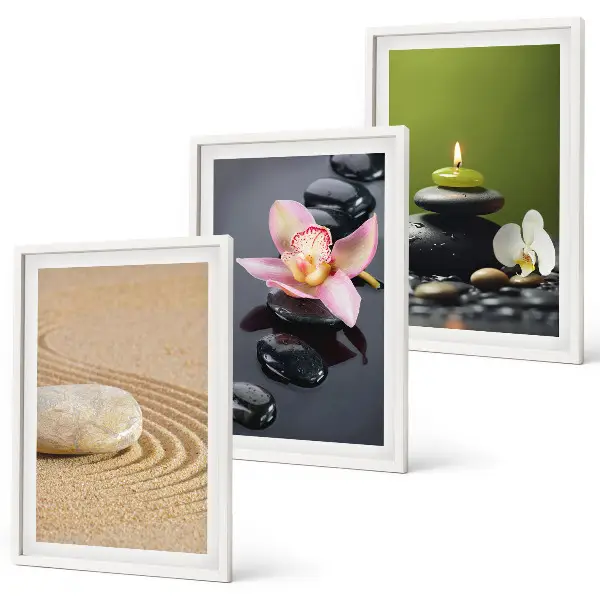 Composição de quadros moderna com motivos relaxantes de pedras zen