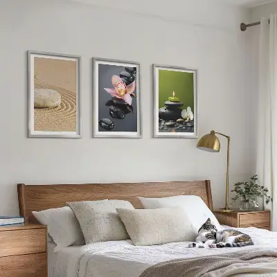Composição de quadros moderna com motivos relaxantes de pedras zen