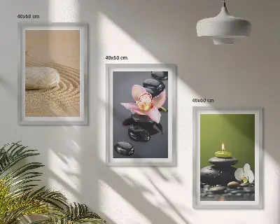 Composição de quadros moderna com motivos relaxantes de pedras zen