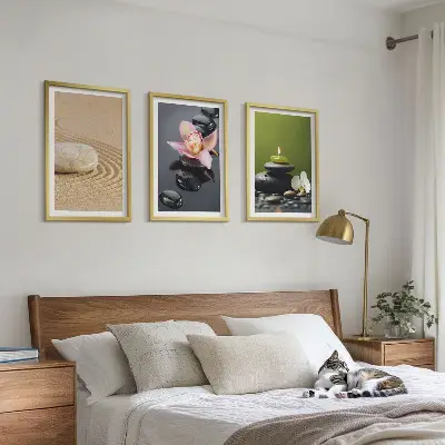 Composição de quadros moderna com motivos relaxantes de pedras zen