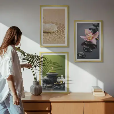 Composição de quadros moderna com motivos relaxantes de pedras zen