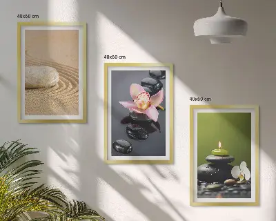 Composição de quadros moderna com motivos relaxantes de pedras zen