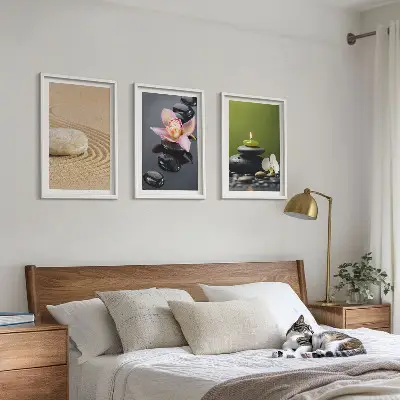 Composição de quadros moderna com motivos relaxantes de pedras zen
