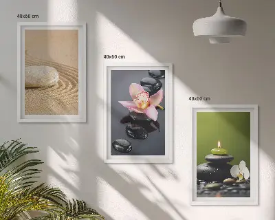 Composição de quadros moderna com motivos relaxantes de pedras zen