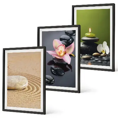 Composição de quadros moderna com motivos relaxantes de pedras zen