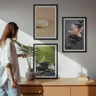 Composição de quadros moderna com motivos relaxantes de pedras zen