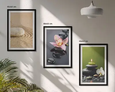 Composição de quadros moderna com motivos relaxantes de pedras zen