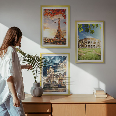 Conjunto de quadros para sala de estar Monumentos da Europa
