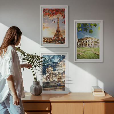 Conjunto de quadros para sala de estar Monumentos da Europa