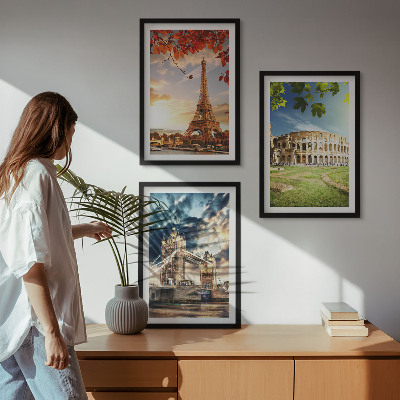 Conjunto de quadros para sala de estar Monumentos da Europa