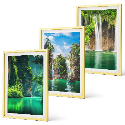 Composição de quadros moderna Paisagens verdes com cachoeiras