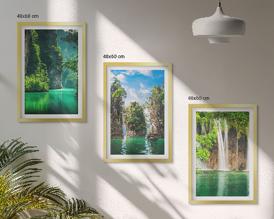 Composição de quadros moderna Paisagens verdes com cachoeiras