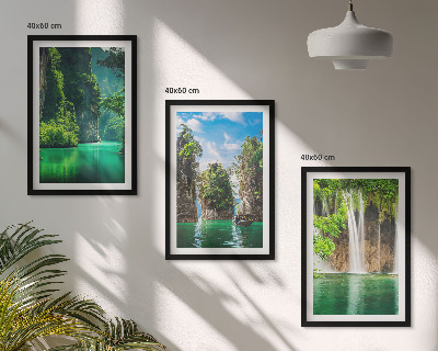 Composição de quadros moderna Paisagens verdes com cachoeiras
