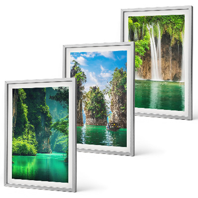 Composição de quadros moderna Paisagens verdes com cachoeiras