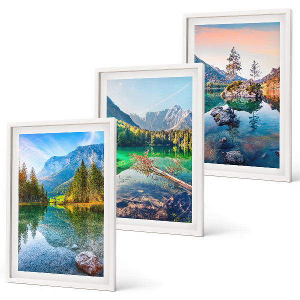 Conjunto de quadros para sala de estar paisagem natural de lagos de montanha