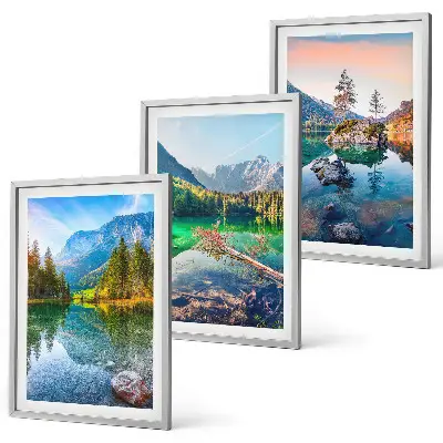 Conjunto de quadros para sala de estar com paisagem natural de lagos de montanha
