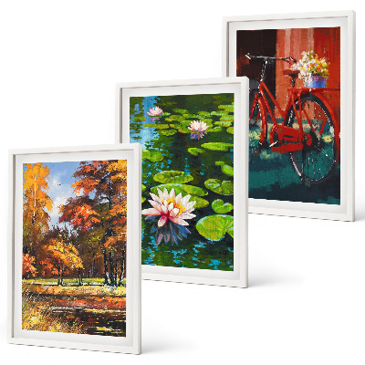 Conjunto de quadros para sala de estar Terraço de lírios em cores de outono
