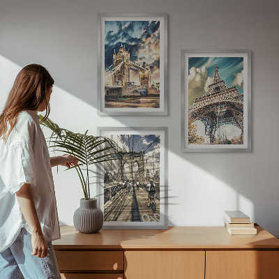 Composição de quadros moderna Pontes, torres, cidades europeias