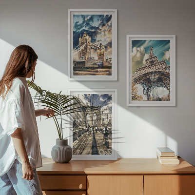 Composição de quadros moderna Pontes, torres, cidades europeias