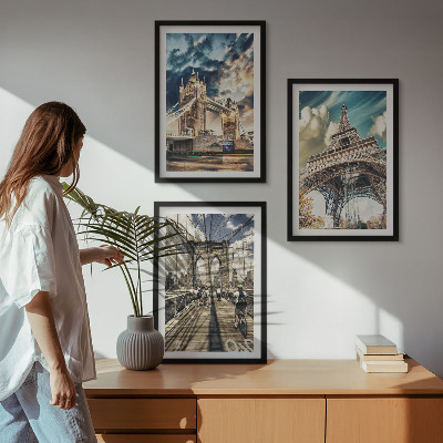 Composição de quadros moderna Pontes, torres, cidades europeias