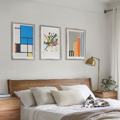 Conjunto de 3 quadros com moldura Geometria Moderna Abstrata