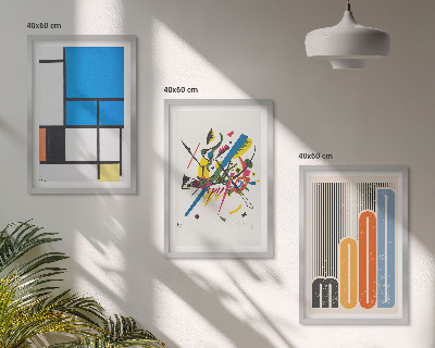 Conjunto de 3 quadros com moldura Geometria Moderna Abstrata
