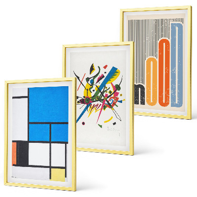 Conjunto de 3 quadros com moldura Geometria Moderna Abstrata