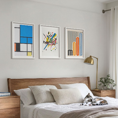 Conjunto de 3 quadros com moldura Geometria Moderna Abstrata
