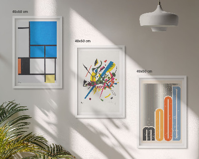 Conjunto de 3 quadros com moldura Geometria Moderna Abstrata