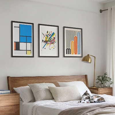 Conjunto de 3 quadros com moldura Geometria Moderna Abstrata