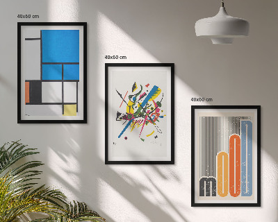 Conjunto de 3 quadros com moldura Geometria Moderna Abstrata