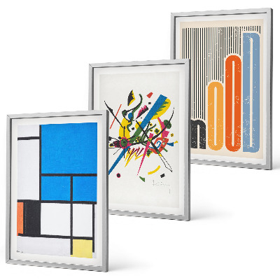 Conjunto de 3 quadros com moldura Geometria Moderna Abstrata