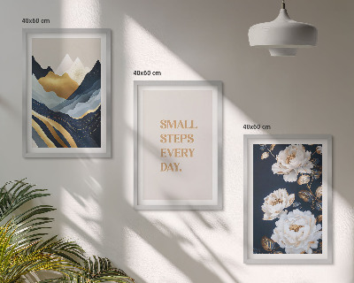 Conjunto de quadros para sala de estar Inspiração abstrata de montanhas e flores