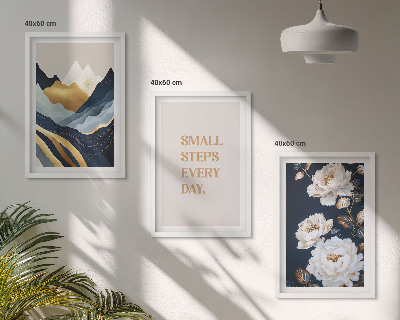 Conjunto de quadros para sala de estar Inspiração abstrata de montanhas e flores