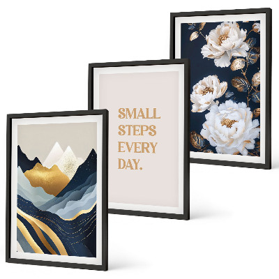 Conjunto de quadros para sala de estar Inspiração abstrata de montanhas e flores