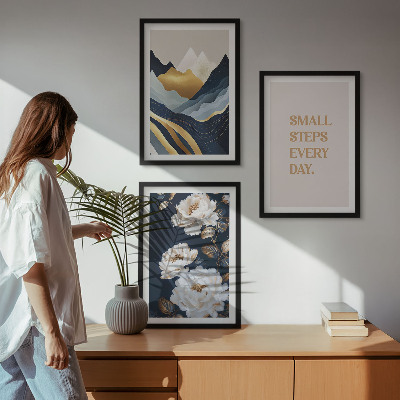 Conjunto de quadros para sala de estar Inspiração abstrata de montanhas e flores