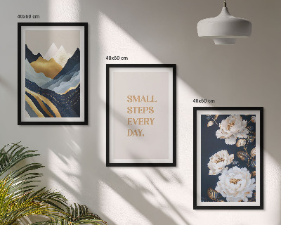Conjunto de quadros para sala de estar Inspiração abstrata de montanhas e flores