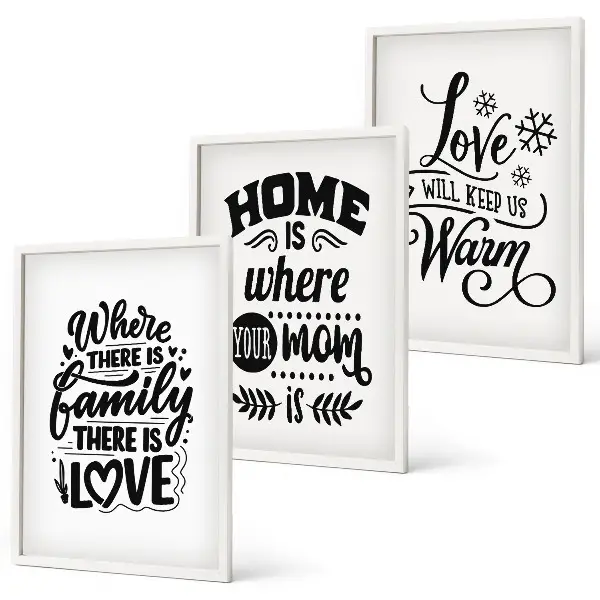 Composição de quadros moderna com o tema família, amor, lar e aconchego
