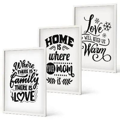 Composição de quadros moderna com o tema família, amor, lar e aconchego