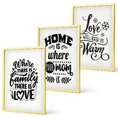Composição de quadros moderna com o tema família, amor, lar e aconchego