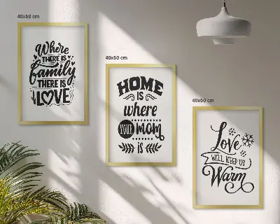 Composição de quadros moderna com o tema família, amor, lar e aconchego