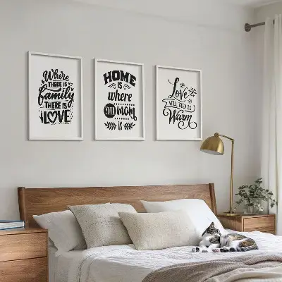Composição de quadros moderna com o tema família, amor, lar e aconchego