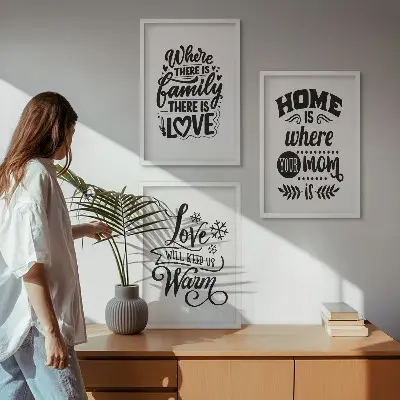 Composição de quadros moderna com o tema família, amor, lar e aconchego