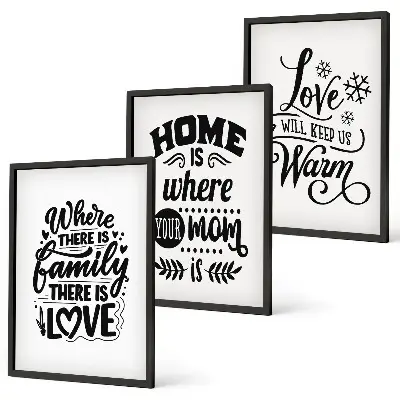 Composição de quadros moderna com o tema família, amor, lar e aconchego