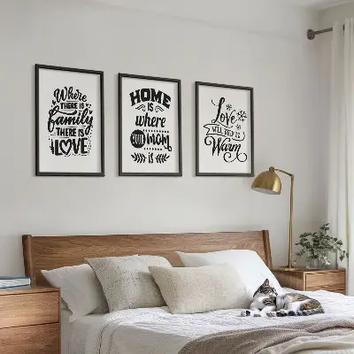 Composição de quadros moderna com o tema família, amor, lar e aconchego