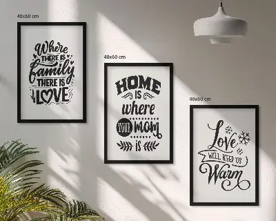 Composição de quadros moderna com o tema família, amor, lar e aconchego
