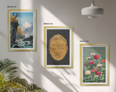 Conjunto de 3 quadros com moldura Natureza Japonesa Cultura Japandi